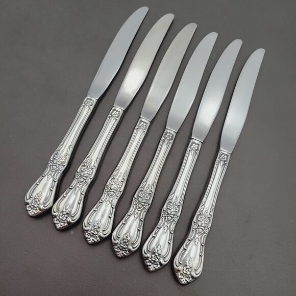 Set of 6 Oneida Knives KENNETT Square Distinction Deluxe STAINLESS STEEL 9" Vtg - Picture 1 of 7